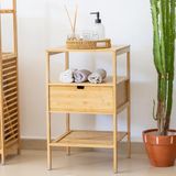 Doğal Bambu Çekmeceli Çok Amaçlı Raf Komodin – Banyo & Ev Düzenleyici Dolap