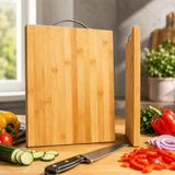 Doğal Bambu Kesme Tahtası 36 X 26 Cm – Saplı Kalın Mutfak Kesim Tahtası, Sebze Meyve Et Ekmek Doğrama Tahtası, Dayanıklı Ve Bıçak Dostu A