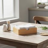 Doğal Bambu Peçetelik ve Çok Amaçlı Organizer Kutu - 18.5X12.5X5 cm Masaüstü ve Banyo Düzenl