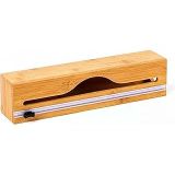 Doğal Bambu Streç Film Alüminyum Folyo Dispenser Kutusu, Asılabilir Mutfak Düzenleyici Organizer, Pratik Kesim Saklama Aparatı, Dayanıklı Tasarım, 33,4 X 8 Cm