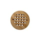 Doğal Bambu Yuvarlak Çizgili Nihale, Mutfak İçin Şık Isı Altlığı, 17 cm, Nemli Bezle Silinebilir