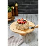 Doğal Bambu Yuvarlak Pasta & Kek Standı Ayaklı Sunumluk
