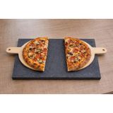 DOĞAL BAZALT TAŞI VE PİZZA KÜREĞİ 2'Lİ PİZZA YAPIM SETİ (30X40X2 CM)