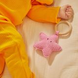 Doğal Bebek Örgü Amigurumi Diş Kaşıyıcı Yıldız Pembe 9-12 Ay