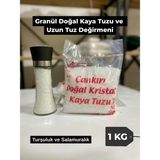Doğal Çankırı Granül Kaya Tuzu 1 kg ve Uzun Tuz Değirmeni