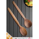 Doğal Ceviz Ağacı Ahşap Tahta Kaşık Spatula Seti Ağaç Kaşık (2Li Set) A1