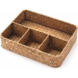Doğal Deniz Sazı Depolama Kutusu Çok Bölmeli Masaüstü Düzenleyici Mutfak Ofis Banyo Organizer (26CM) Oceanpoint - Natural