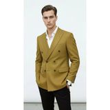 Doğal Düğmeli Kruvaze Erkek Blazer Ceket – Premium Kumaş, Slim Fit Şıklık
