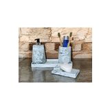 Doğal Görünümlü Mermer Esintili Beton Banyo Aksesuar Seti (4 Parça)