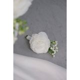 Doğal Gül Damat Yaka Çiçeği - Beyaz