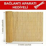 Doğal Hasır Çit Bahçe Çiti Bambu Görünümlü Kamış Hasır 1X3M (Misina Dokuma)