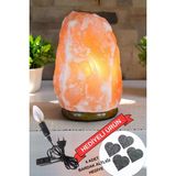 Doğal Himalaya Tuz Lambası 1-2 kg Pembe Turuncu Dekoratif Himalaya Tuz Masa Gece Lambası Hediyelik - Ahşap