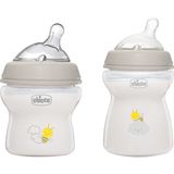 Doğal Hisset, 150 ve 250 ml Şeffaf Biberon, 0+ ve 2+ Yaş Grubu, 2'li Paket - Ahşap