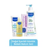 Doğal Içerikli Günlük Bebek Bakım Seti-Yenidoğan Şampuan Pişik Kremi Masaj Yağı Göğüs Balsamı