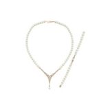 Doğal İnci Kolye Bileklik İkili Set (Rose)