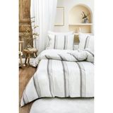 Doğal Ipliği Boyalı Çift Kişilik Pamuklu Nevresim Takımı Kutulu Duvet Cover Set (Lastikli Çarşaf) - 200 x 220 cm - Beyaz