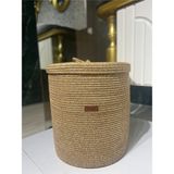 Doğal Jüt Hasır Kapaklı Çok Amaçlı Sepet 40X45 - Seçenek 1 - Altın