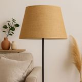 Doğal Jüt Kumaş Konik Masa Tavan Yer Lambası Abajur Başlığı 35X45X30 - Beyaz - Gold - Çok Renkli