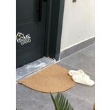 Doğal Jüt Yarım Daire Kapı Önü Paspası | Kaymaz Tabanlı | Doğal El Dokuma | Şık ve Dekoratif D paspas (Kapı Girişleri, Banyo ve Balkon Kullanımı İçin) (Hasır, 50 * 70)