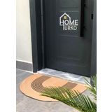 Doğal Jüt Yarım Daire Kapı Önü Paspası | Kaymaz Tabanlı | Doğal El Dokuma | Şık ve Dekoratif D paspas (Kapı Girişleri, Banyo ve Balkon Kullanımı İçin) (Siyah-Hasır, 60 * 90)