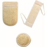 Doğal Kabak Lifi 3’lü Banyo Seti Eldiven Kese, Sırt Lifi, Yüz Peeling Pedi, Kadın & Erkek