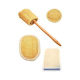 Doğal Kabak Lifi Yüz + Vücut + Sırt Banyo Hamam Kesesi 4'lü krem