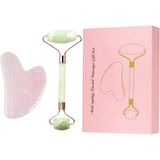 Doğal Kristal Yeşim Rulosu Ve Gua Sha Kazıma Seti, Yaşlanma Karşıtı Güzellik İçin Masaj Aleti, Boyun Vücut Kırışıklıklarını Azaltır, Yüz Masajı Terapisi, Xiuyan Yeşim Ve Gül Kuva