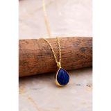 Doğal Lapis Lazuli Taşlı Damla Mini Altın Yaldızlı Gümüş Kolye 7738