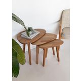 ''Doğal Masif Ahşap Damla Sehpa Seti - 3'lü Zigon Set Modern ve Minimalist Sehpa Takımı (Yan Sehpa, Orta Sehpa, Dekoratif Sehpa)'' (Kayın)