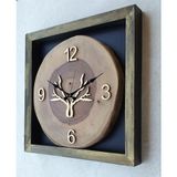 Doğal, Masif Eskitme Ahşap Çerçeveli, Ceviz Ağacı Kare Duvar , Masa Saati 30X30 cm MKS18R3A - Genel - Çok Renkli