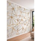Doğal Mermer Görünümü ve Altın Damar Detaylı Lüks Tek Parça Tekstil Duvar Kağıdı, 100 x 100, DW2025-115-01