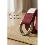 Doğal Organik Pamuk Yoga Kemeri Bordo 200 Cm X 5 Cm Yoga Strap Pilates Esneme Kayışı Dayanıklı Tokalı Yoga Bandı