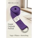Doğal Organik Pamuk Yoga Kemeri Mor 200 Cm X 5 Cm Yoga Strap Pilates Esneme Kayışı Dayanıklı Tokalı Yoga Bandı