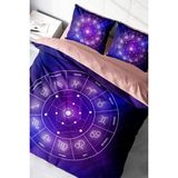 Doğal Pamuk Çift Kişilik 3D Digital Astroloji Nevresim Takımı - Mor - Standart
