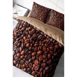 Doğal Pamuk Çift Kişilik 3D Digital Coffee Duvet Nevresim Takımı - Kahverengi - Standart