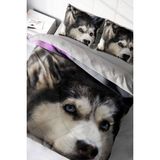 Doğal Pamuk Çift Kişilik 3D Digital Husky Nevresim Takımı - Gri - Standart