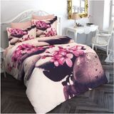 Doğal Pamuk Çift Kişilik 3D Digital Stone Flower Nevresim Takımı - Pembe - Standart