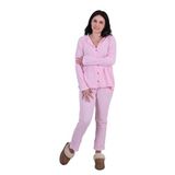 Doğal Pamuk Uzun Kollu Müslin Kadın Pijama Takımı Rahatlık ve Şıklık Bir Arada! (Pembe, M)