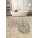Dogal Pamuklu Spagetti Oval Vizon 2Li Banyo Paspasi Seti Banyo Halisi Klozet Takimi