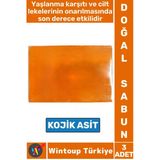 Doğal Saç Yüz Vücut Yaşlanma Karşıtı Koyu Cilt Lekelerinde Etkili Mucizevi Sabun Kojik Asit 3 Adet