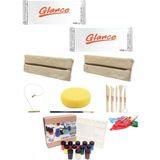 Doğal Seramik Hamuru Seramik Hamuru 1000GRX2 gr Şişeli Palet 25ML 12'li Akrilik Set Doku Süngeri Set