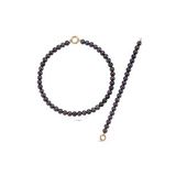 Doğal Siyah İnci Kolye Bileklik İkili Set (Rose)