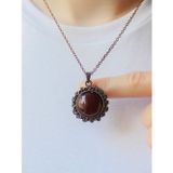 Doğal Taş Akik Doğal Taşlı Otantik Kadın Kolye 45 Cm Zincirli Euk30a
