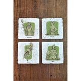 Doğal Taş Bardak Altlığı 4'lü Set 10x10x1 Cm Hellenic Mitoloji Heykel Görselleri-stone Coasters Çok Renkli