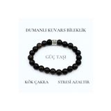 DOĞAL TAŞ CENNETİ Doğal Şifalı Taş Bileklik | Dumanlı Kuvars Doğal Taş Bileklik 8 Mm Güç Taşı