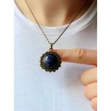 Doğal Taş Lapis Doğal Taşlı Desenli Otantik Kadın Kolye 45 Cm Zincirli Euk28lps