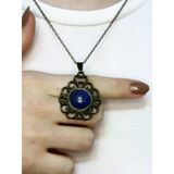 Doğal Taş Lapis Doğal Taşlı Desenli Otantik Kadın Kolye 45 Cm Zincirli Euk32lps