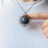 Doğal Taş Lapis Doğal Taşlı Otantik Kadın Kolye 45 Cm Zincirli Euk19lps2