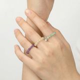 Doğal Taş Lastikli Yüzük Seti – Ametist, Aventurin, Açık Renkli Sitrin – 3.5 mm