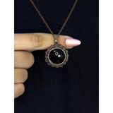 Doğal Taş Oniks Doğal Taşlı Desenli Otantik Kadın Kolye 45 Cm Zincirli Bakır Rengi Euk28o2